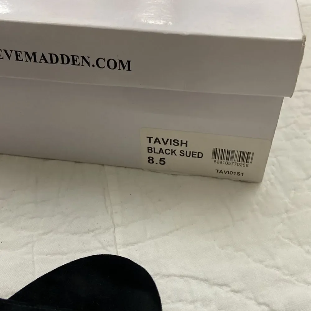 Steve Madden Tavish Black Leather Suede High Heels size 8.5